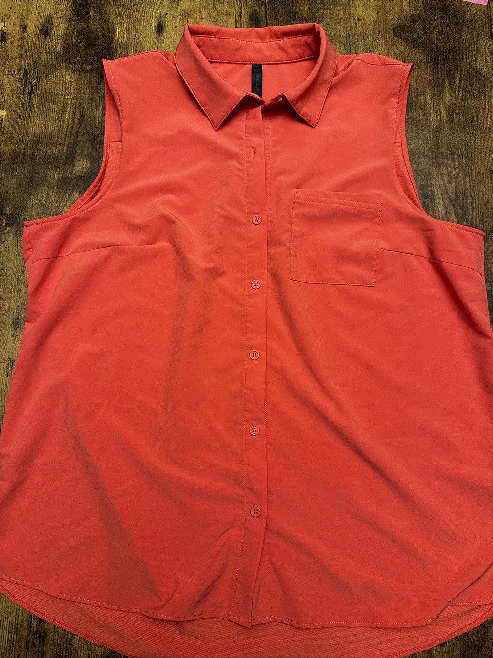 GAIAM Sleeveless Button-Front Blouse in Coral-Orange